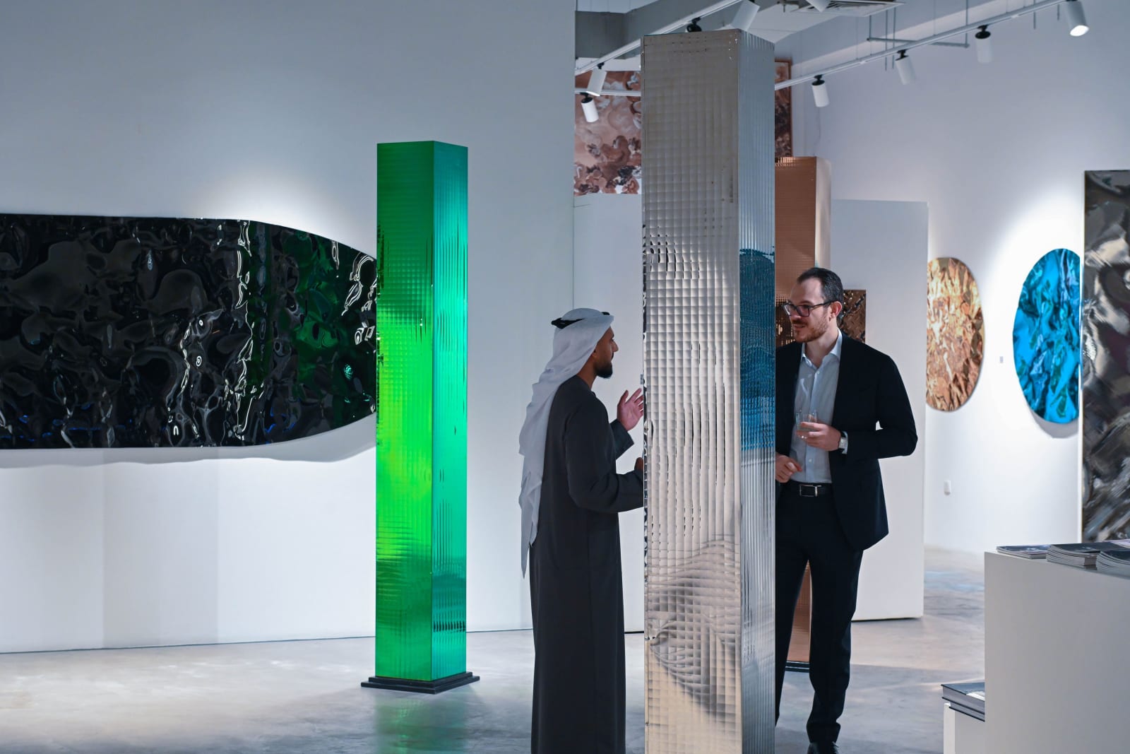 Hussain Jamil, Parallel 1 (silver pillar), 2024