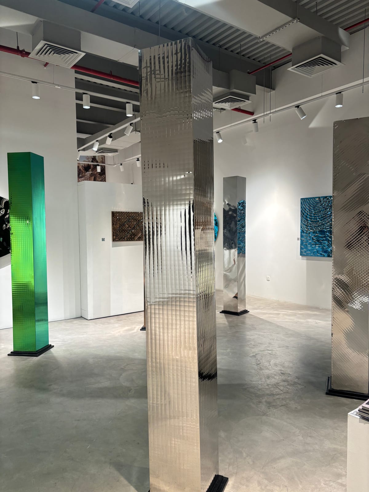 Hussain Jamil, Parallel 1 (silver pillar), 2024