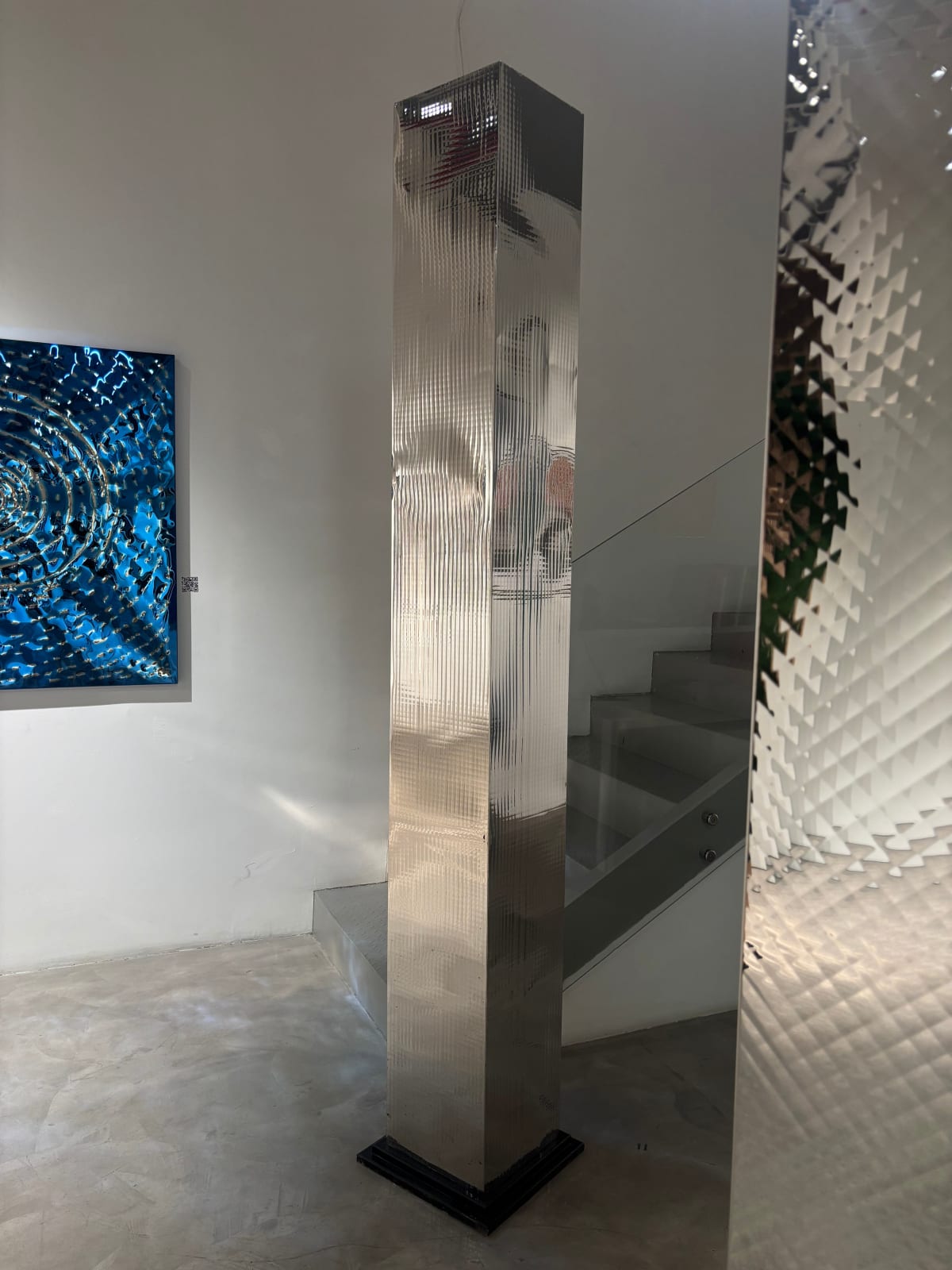 Hussain Jamil, Parallel 6 (silver pillar), 2024