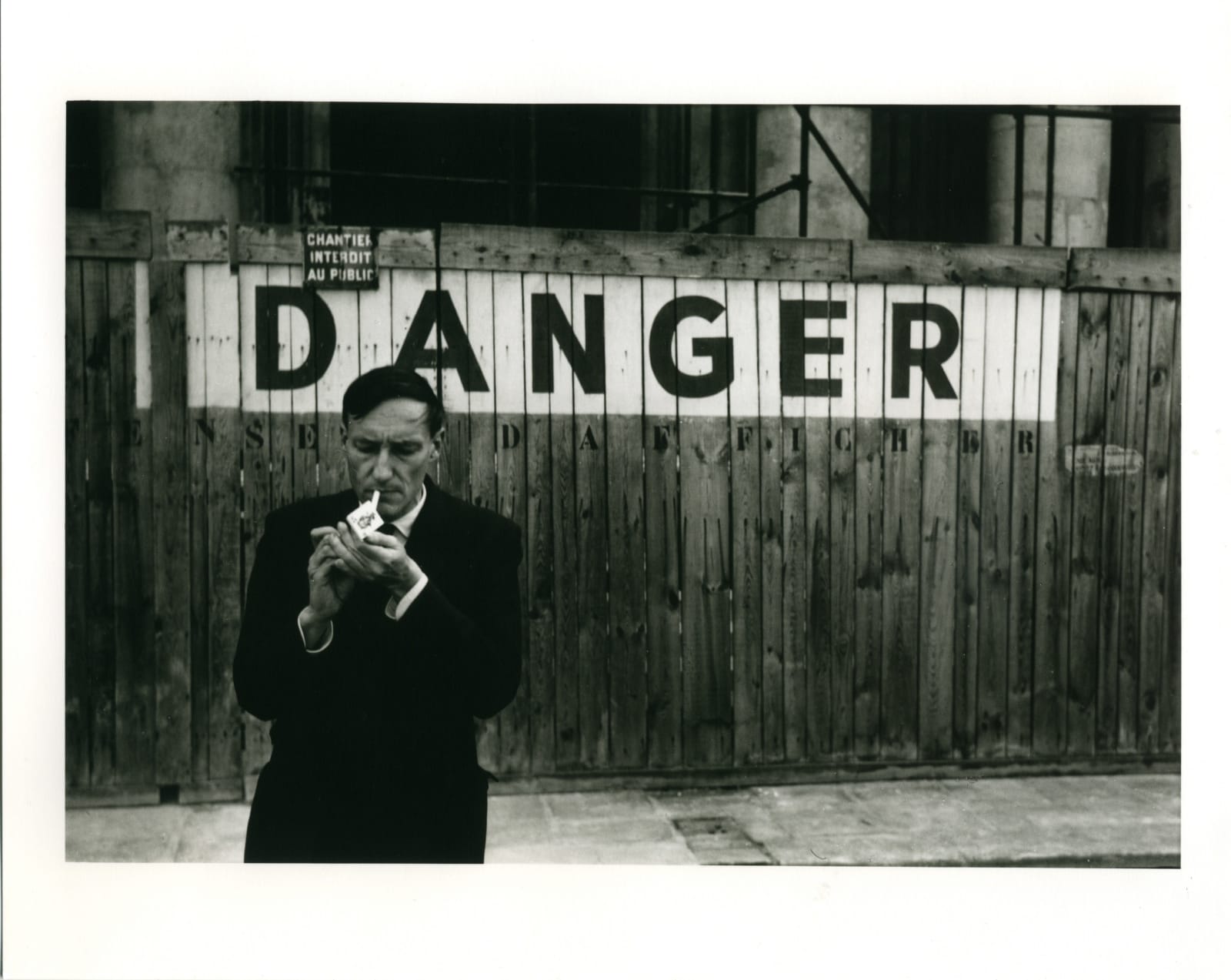 Brion Gysin, 'Danger Series' - Portrait of William S. Burroughs in front of the Théâtre Odeon (Naked Lunch Launch series, Paris, October 1959), 1959