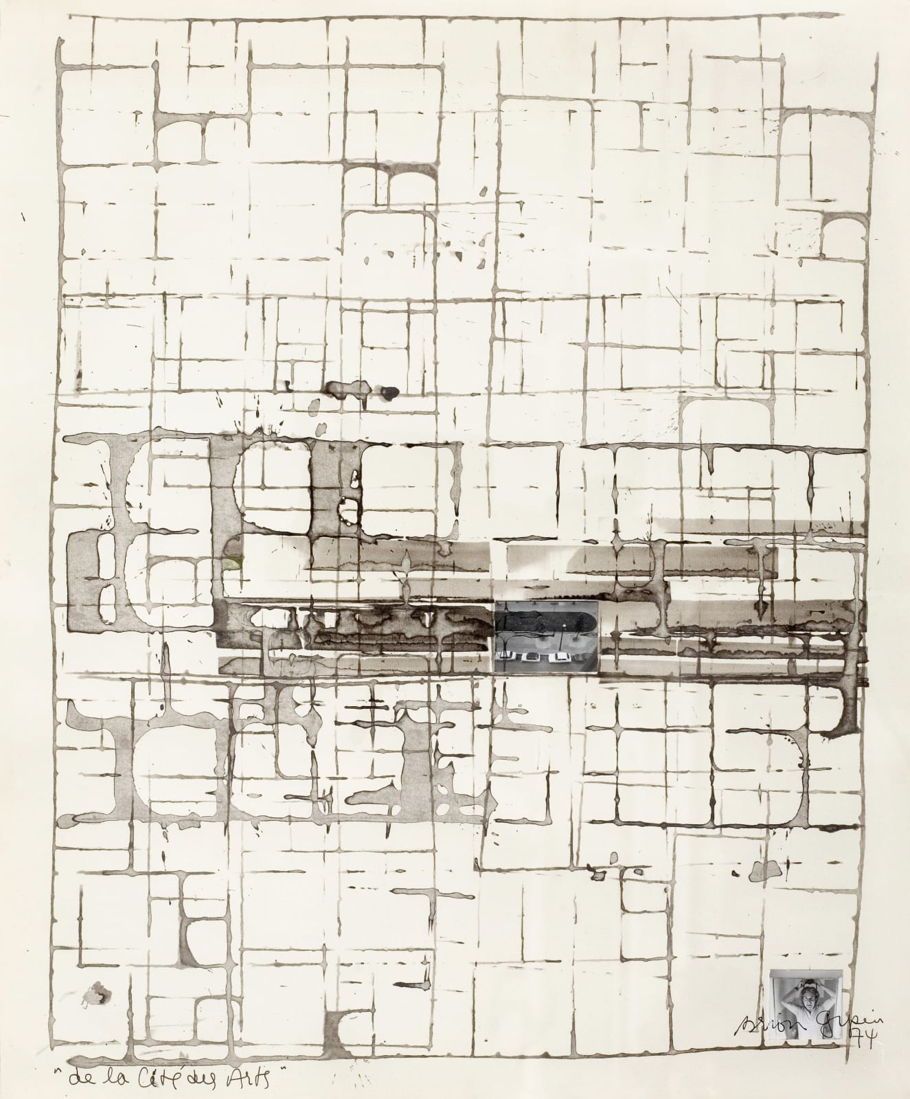 Brion Gysin, De la Cité des Arts, l'île Saint Louis vue de ma fenêtre avec autoportrait, 1974
