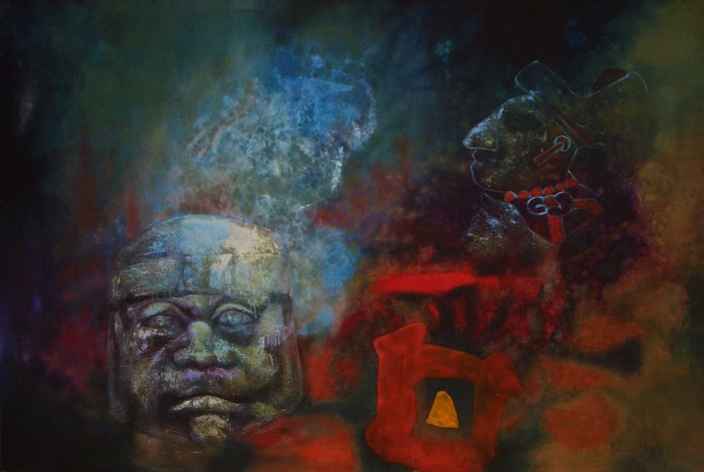 Aubrey Williams, Night and the Olmec (Olmec-Maya and Now), 1983