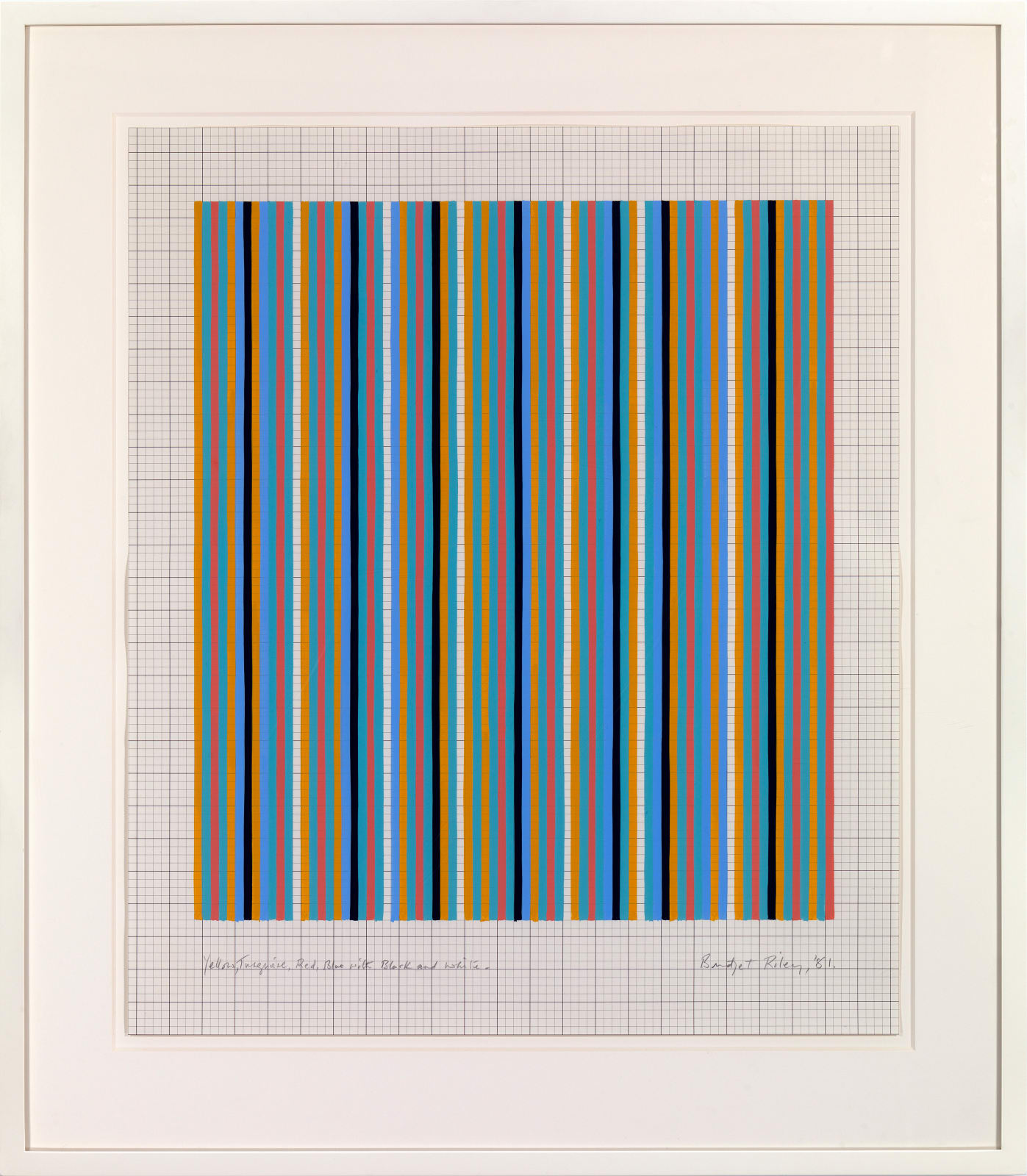 Bridget Riley, Yellow, Turquoise, Red, Blue with Black and White, 1981