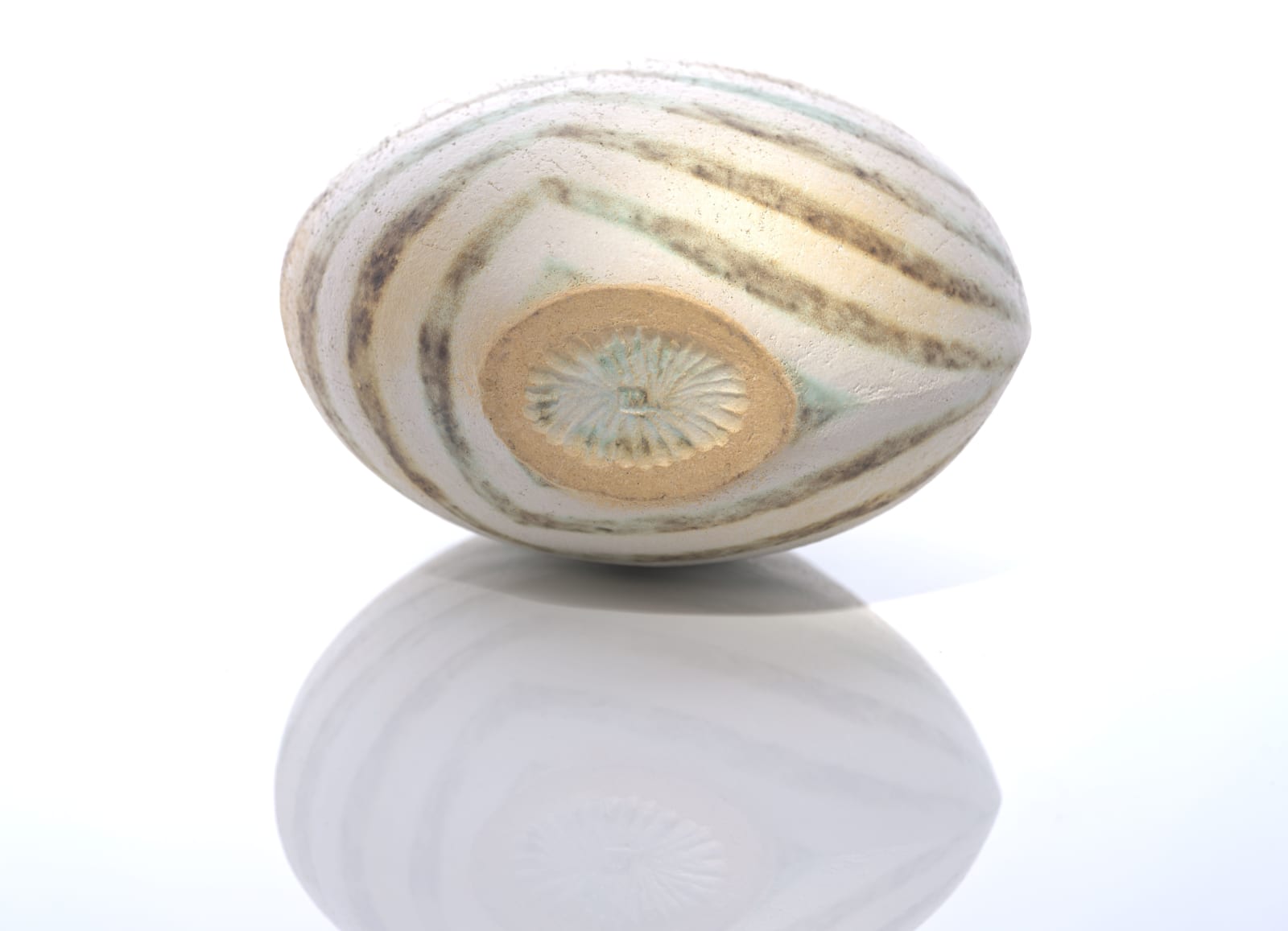 John Ward, Green and White Banded Pot, circa 1990s