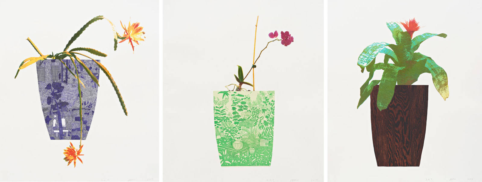 Jonas Wood, Three Landscape Pots, 2019