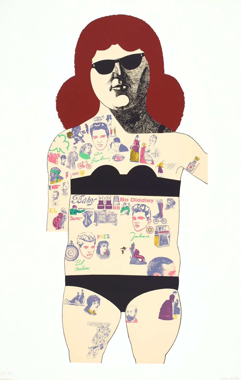 Peter Blake, Tattooed Lady (Black), 1985