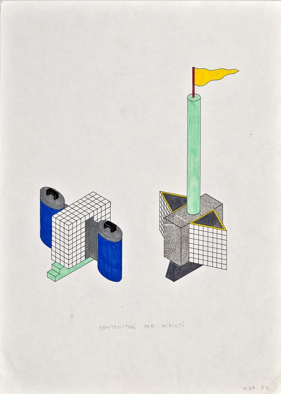 Nathalie Du Pasquier, Contenitori per Rifiuti (Trash Container) , 1984