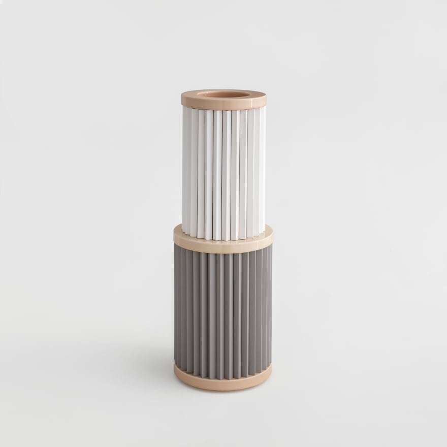 Ronan & Erwan Bouroullec, Rombini Vase C (Glossy Rose + Matt White + Matt Grey), 2021