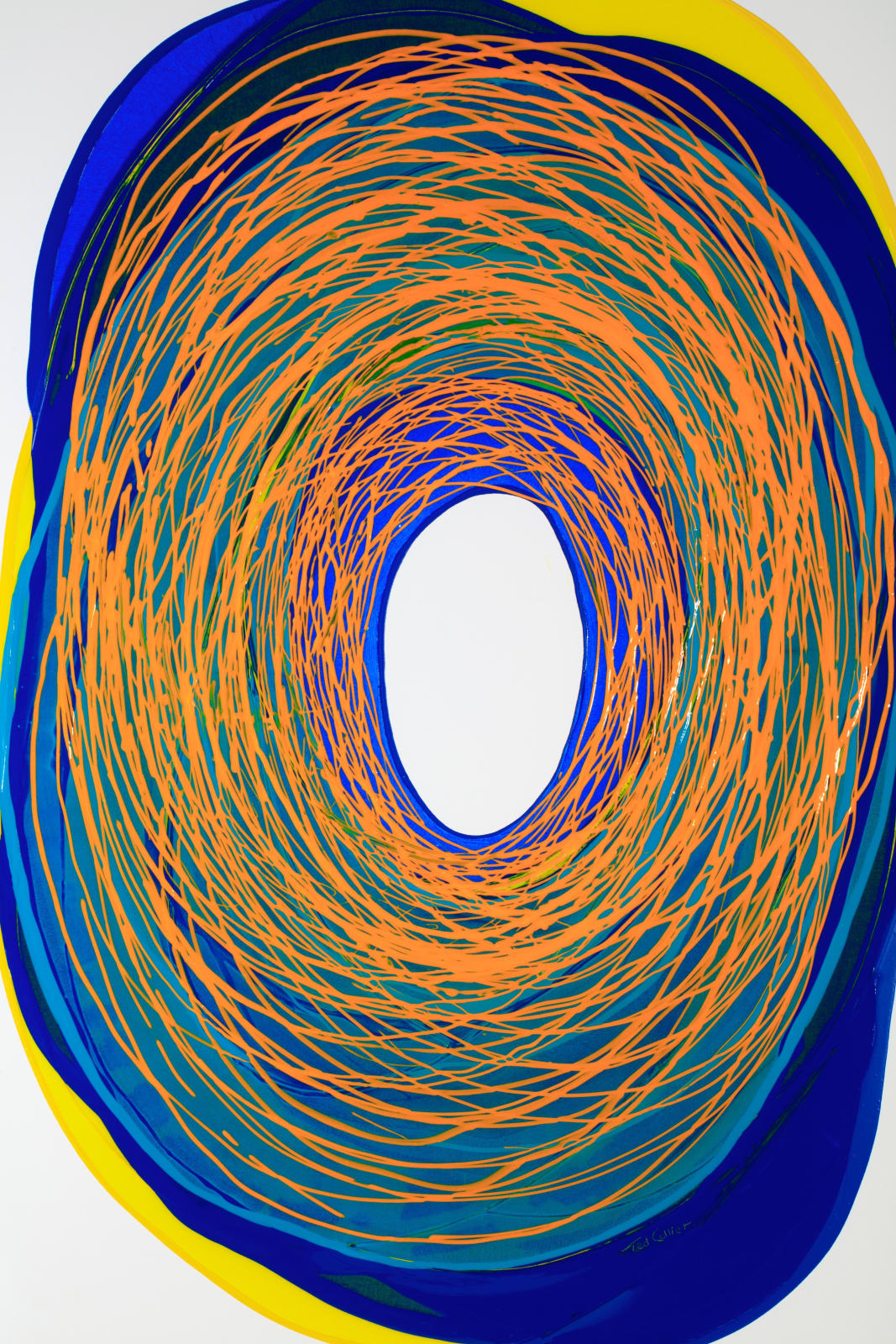 Ted Collier, Linear Circle Series, Blue, Orange & Yellow, 2025