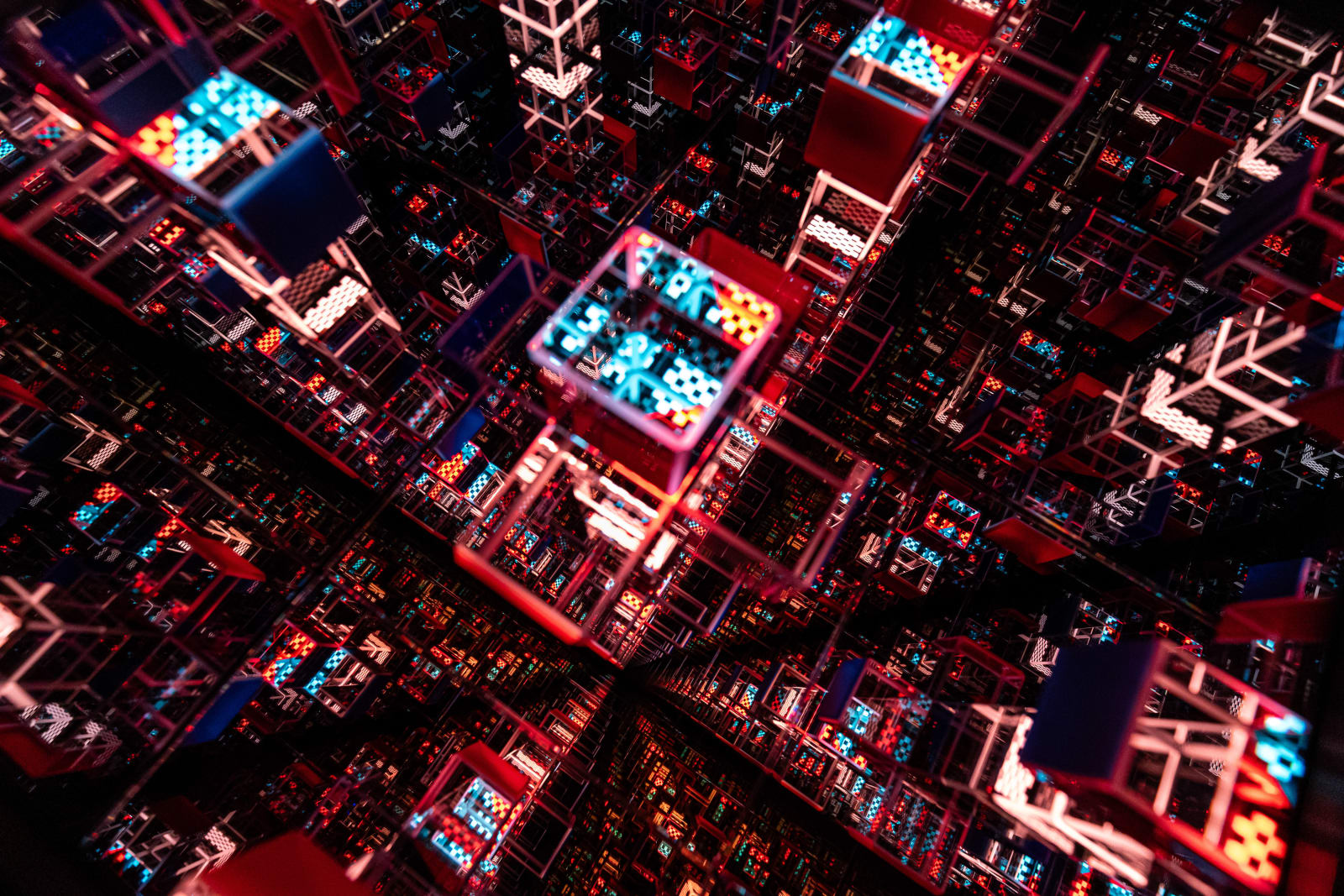 NagyMolnar, Space Cross with red and blue, 2024