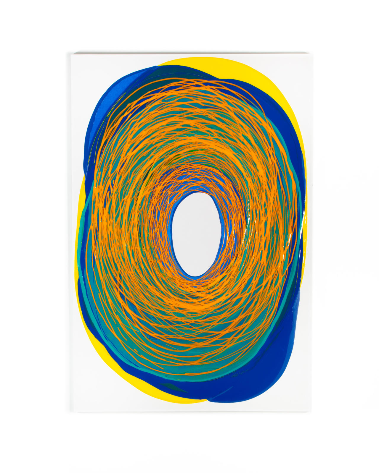 Ted Collier, Linear Circle Series, Blue, Orange & Yellow, 2025