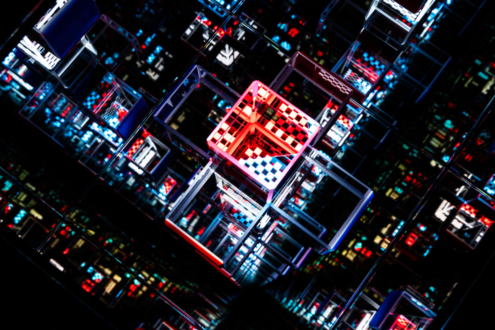 NagyMolnar, Space Cross with red and blue, 2024