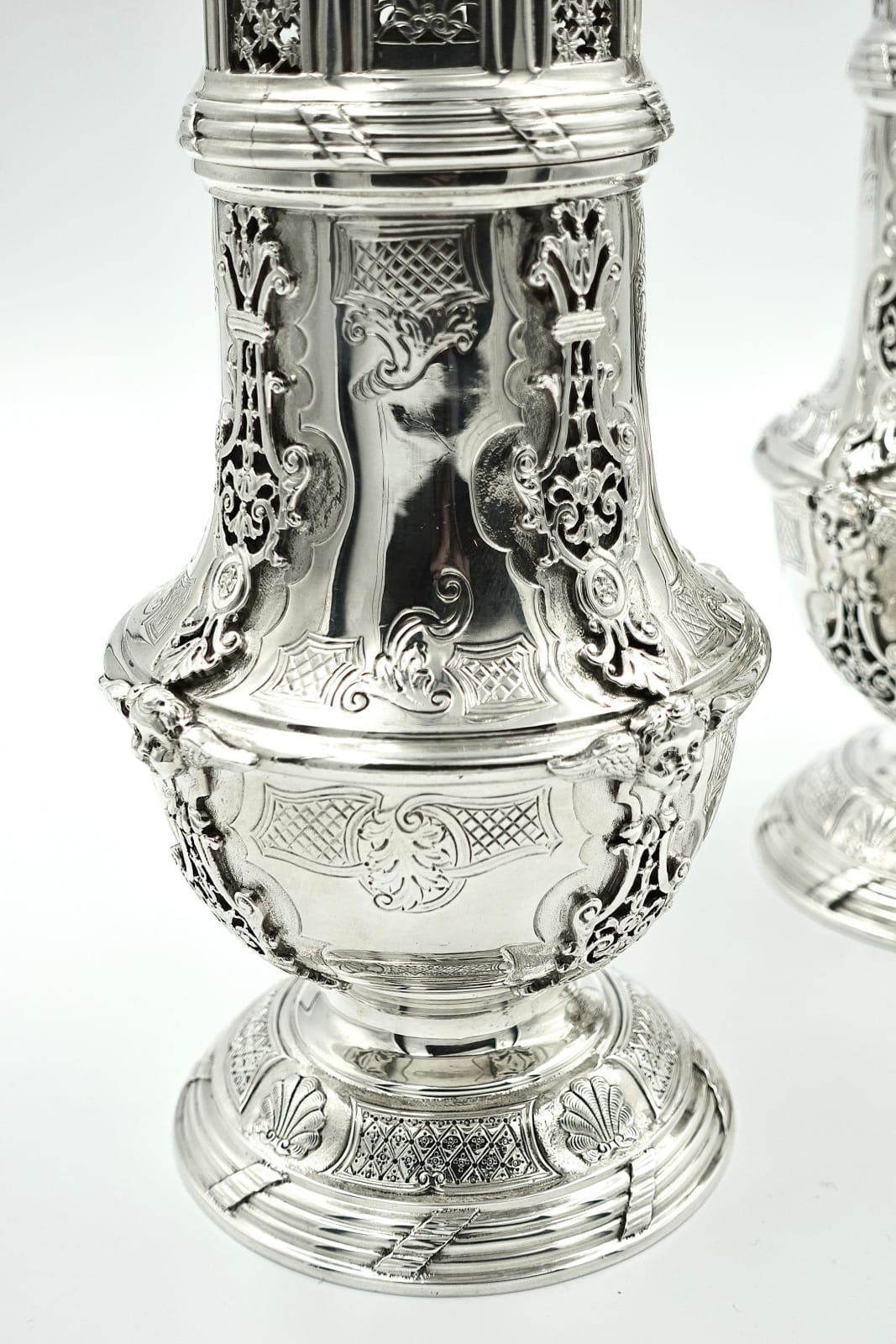 LA Crichton, A Monumental Pair of Sugar Casters by LA Crichton, 1909