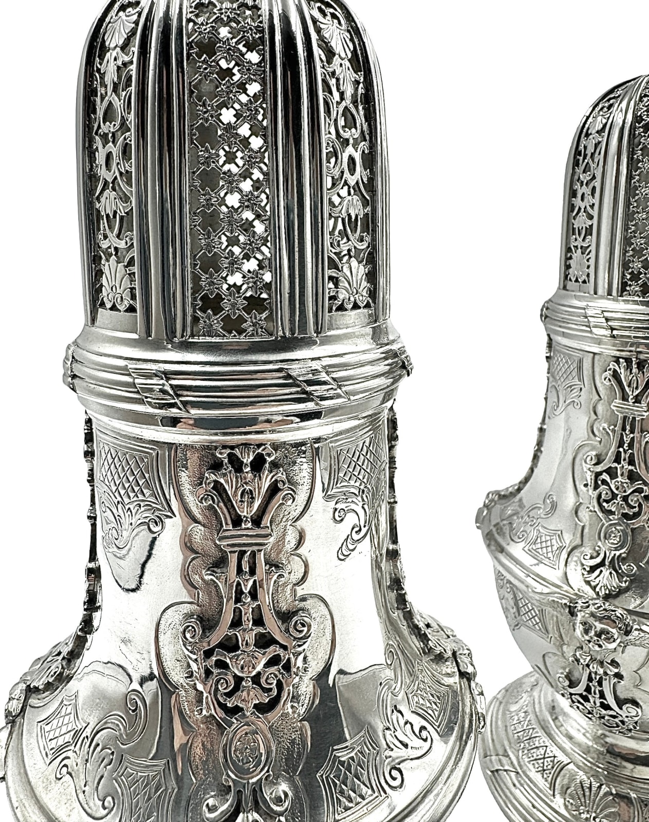LA Crichton, A Monumental Pair of Sugar Casters by LA Crichton, 1909