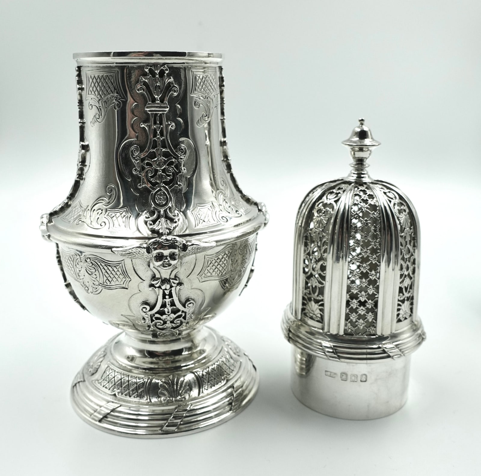 LA Crichton, A Monumental Pair of Sugar Casters by LA Crichton, 1909