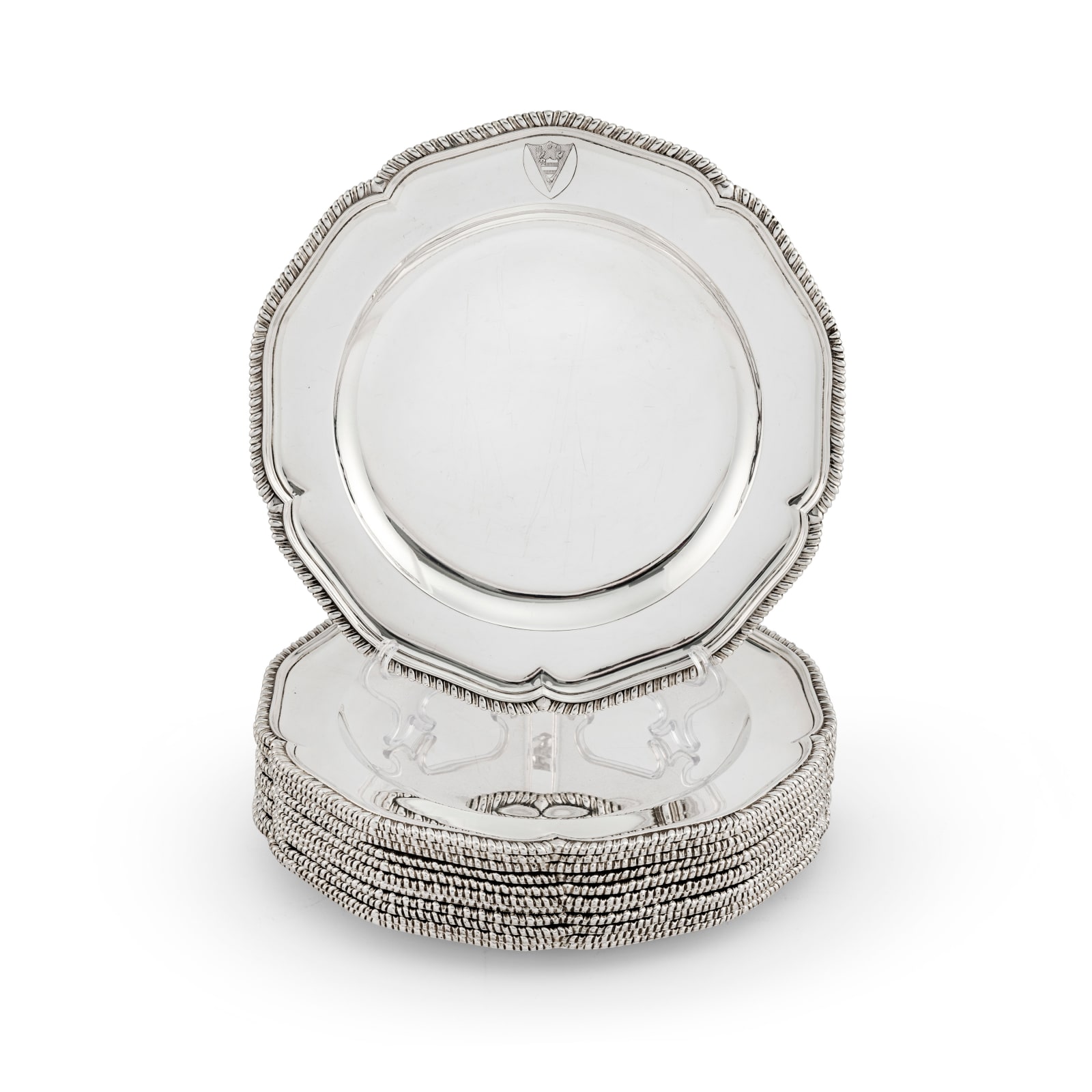 William Pitts, A Set of Twelve 18th Century Dinner Plates, London by William Pitts, 1788