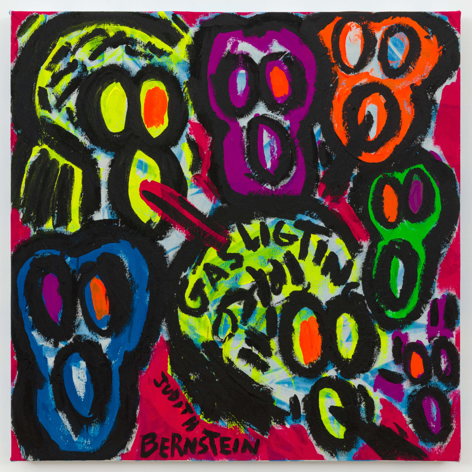 Judith Bernstein, Gaslighting on Blue #3, 2021