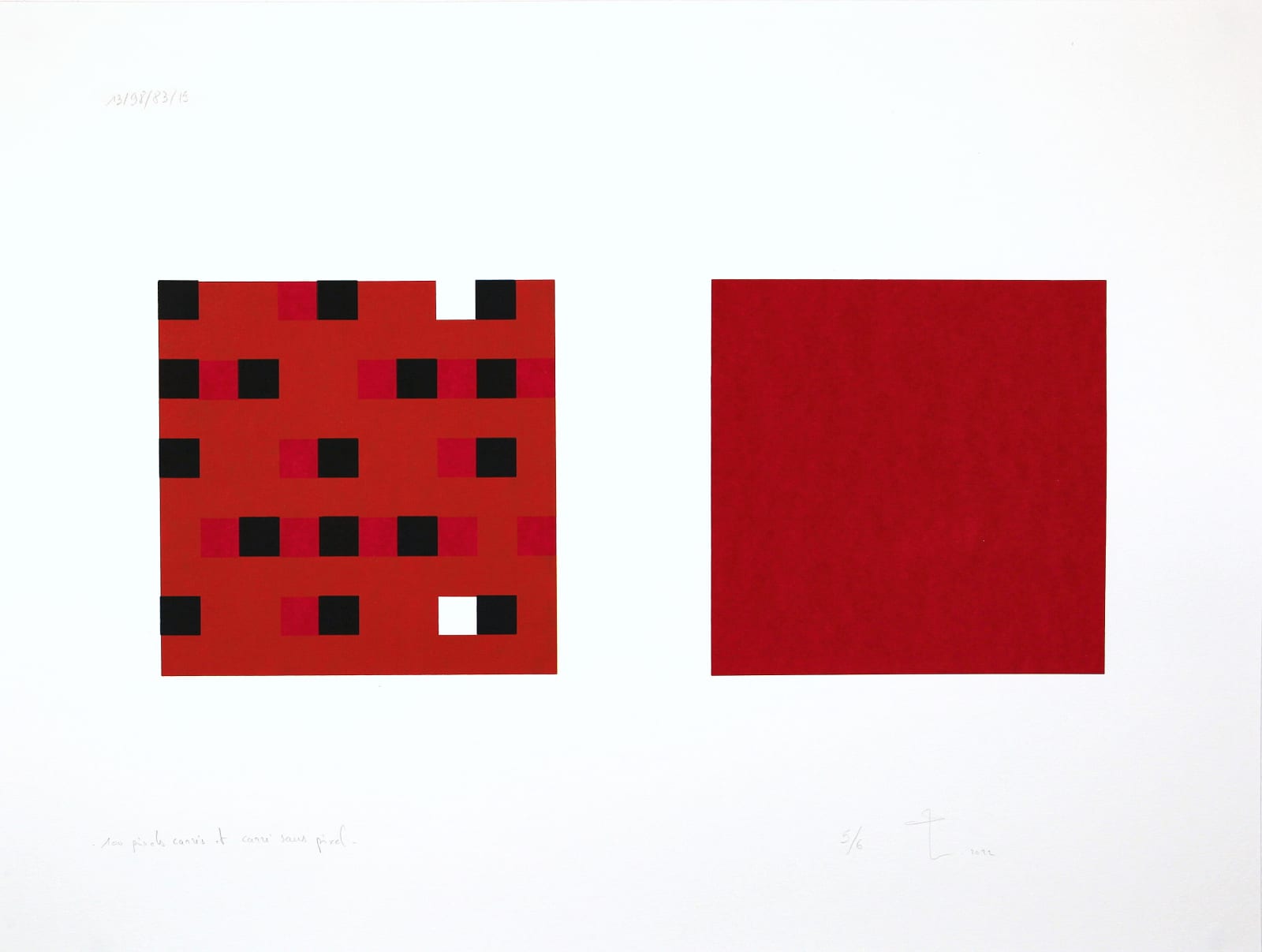 Olivier PETITEAU, 100 pixels carrés et carré sans pixel (13/98/23/5), 2022