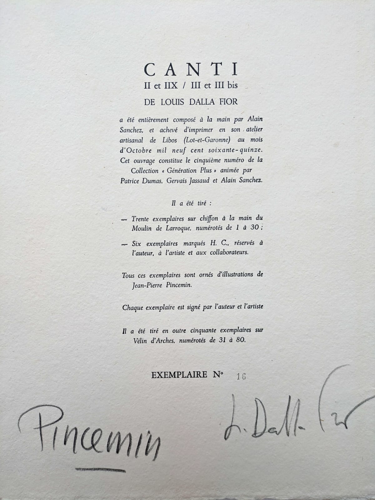 Jean-Pierre PINCEMIN, Sans titre (Canti), 1975