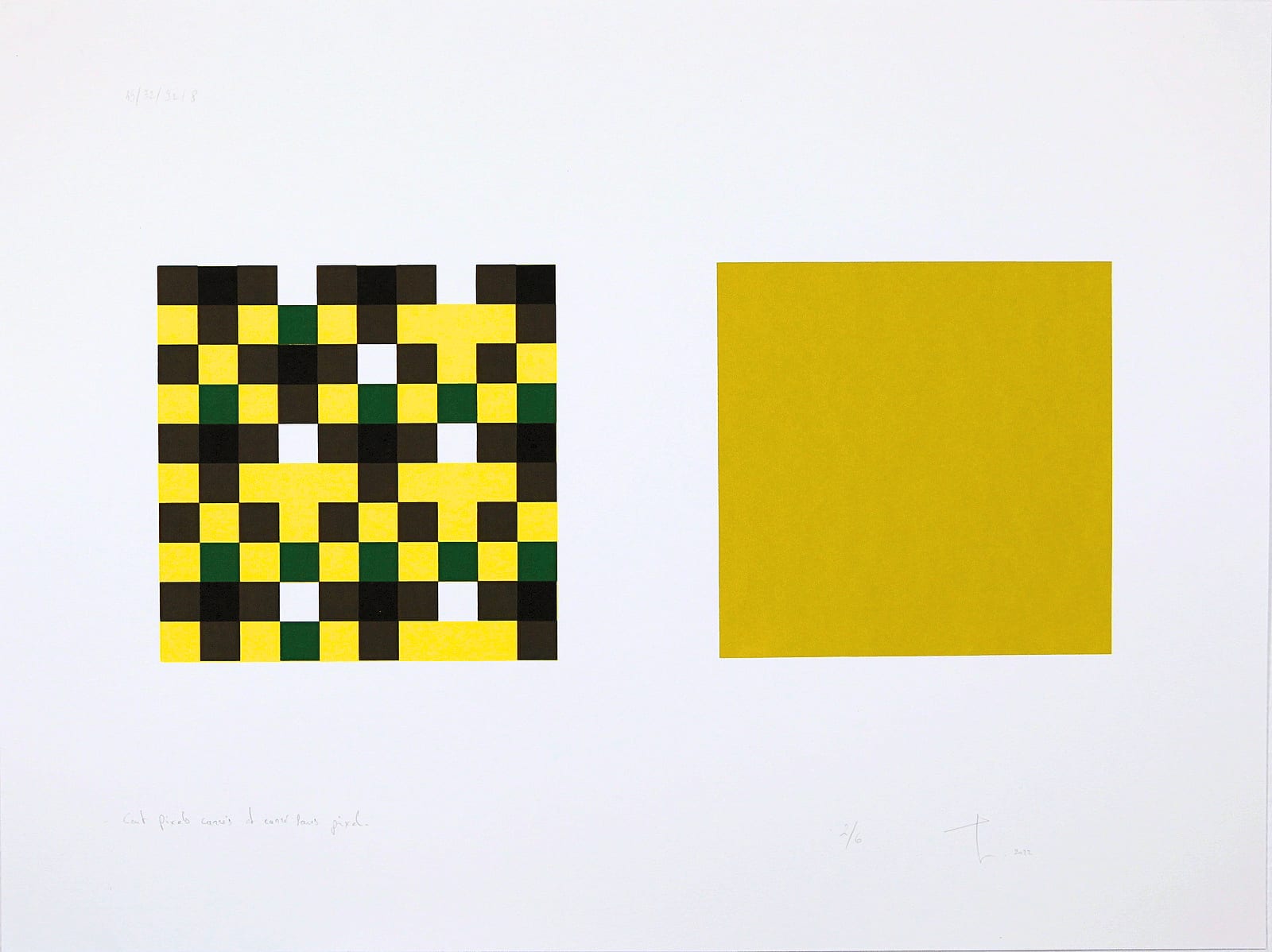 Olivier PETITEAU, 100 pixels carrés et carré sans pixel (45/32/92/8), 2022