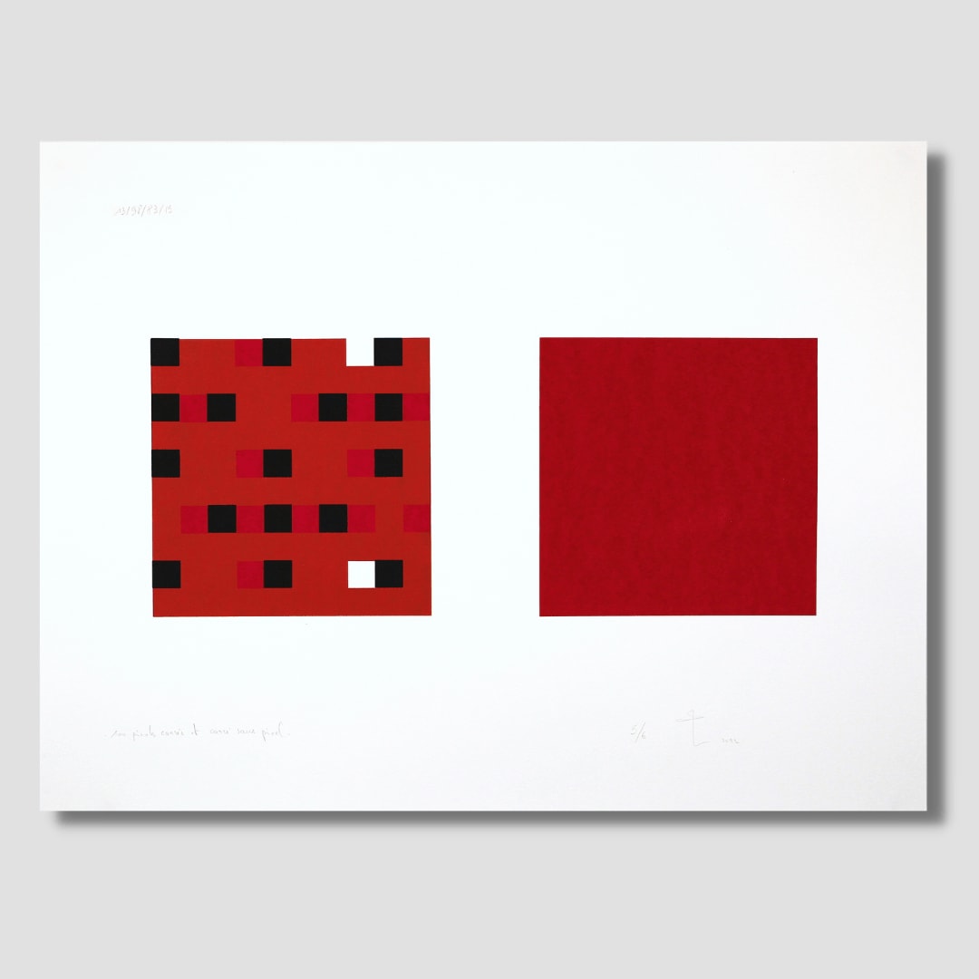 Olivier PETITEAU, 100 pixels carrés et carré sans pixel (13/98/23/5), 2022