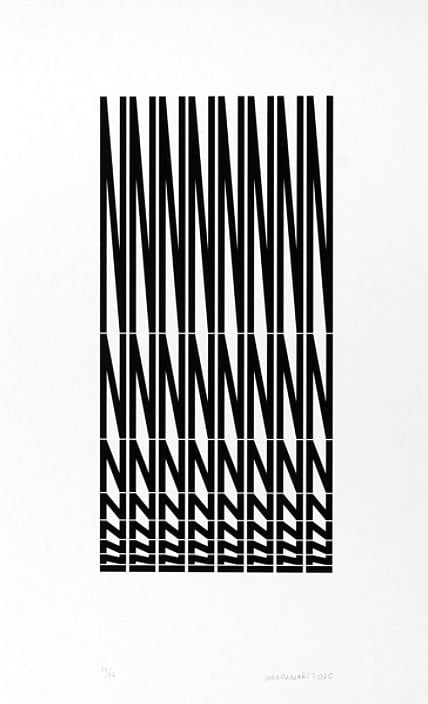 Vera MOLNAR, Structure à partir de la lettre N, 2016