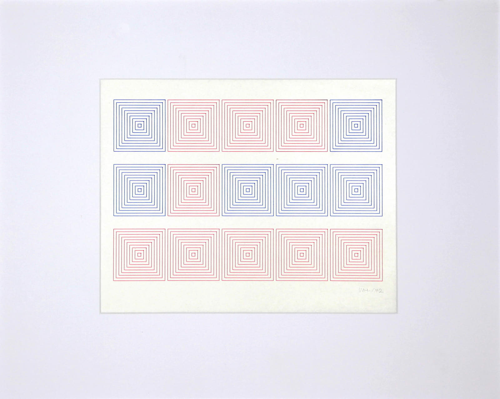 Vera MOLNAR, Carrés rouges et bleus, 1972