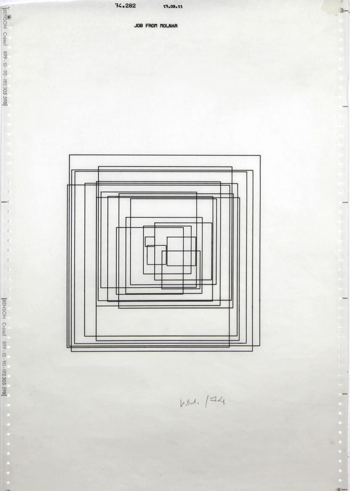 Vera MOLNAR, Java de 24 carrés (74.282.17.09.11), 1974