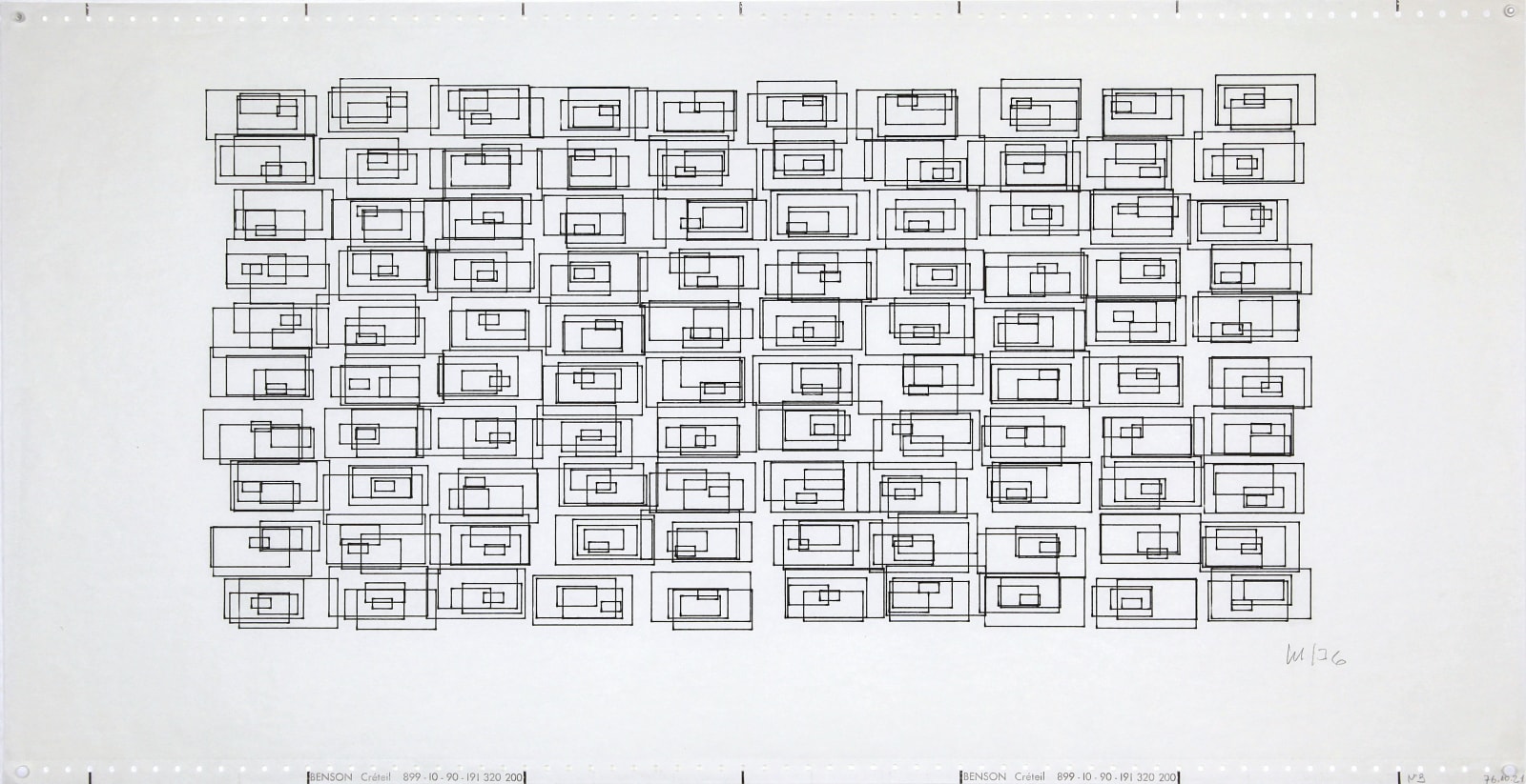 Vera MOLNAR, Parcours 10x10 cinq rectangles (Ref-10), 1976