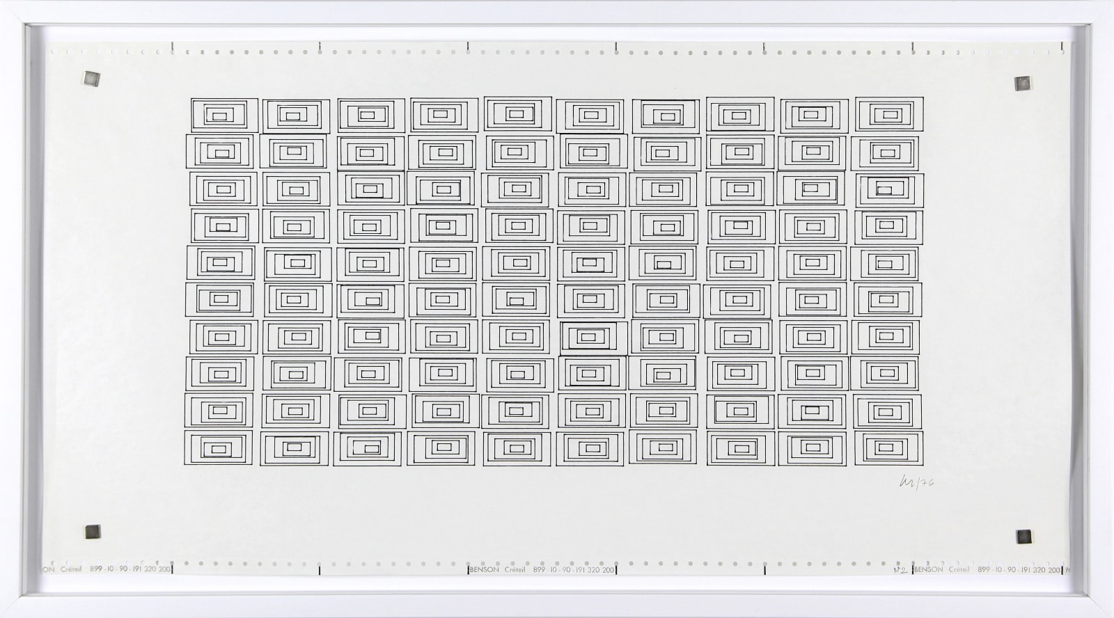 Vera MOLNAR, Parcours 10x10 cinq rectangles (Ref-1), 1976