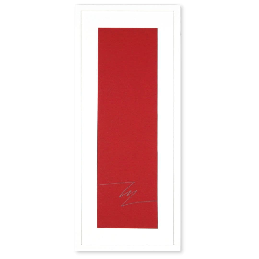 Vera MOLNAR, Signature à la mine de plomb sur fond rouge, 2008