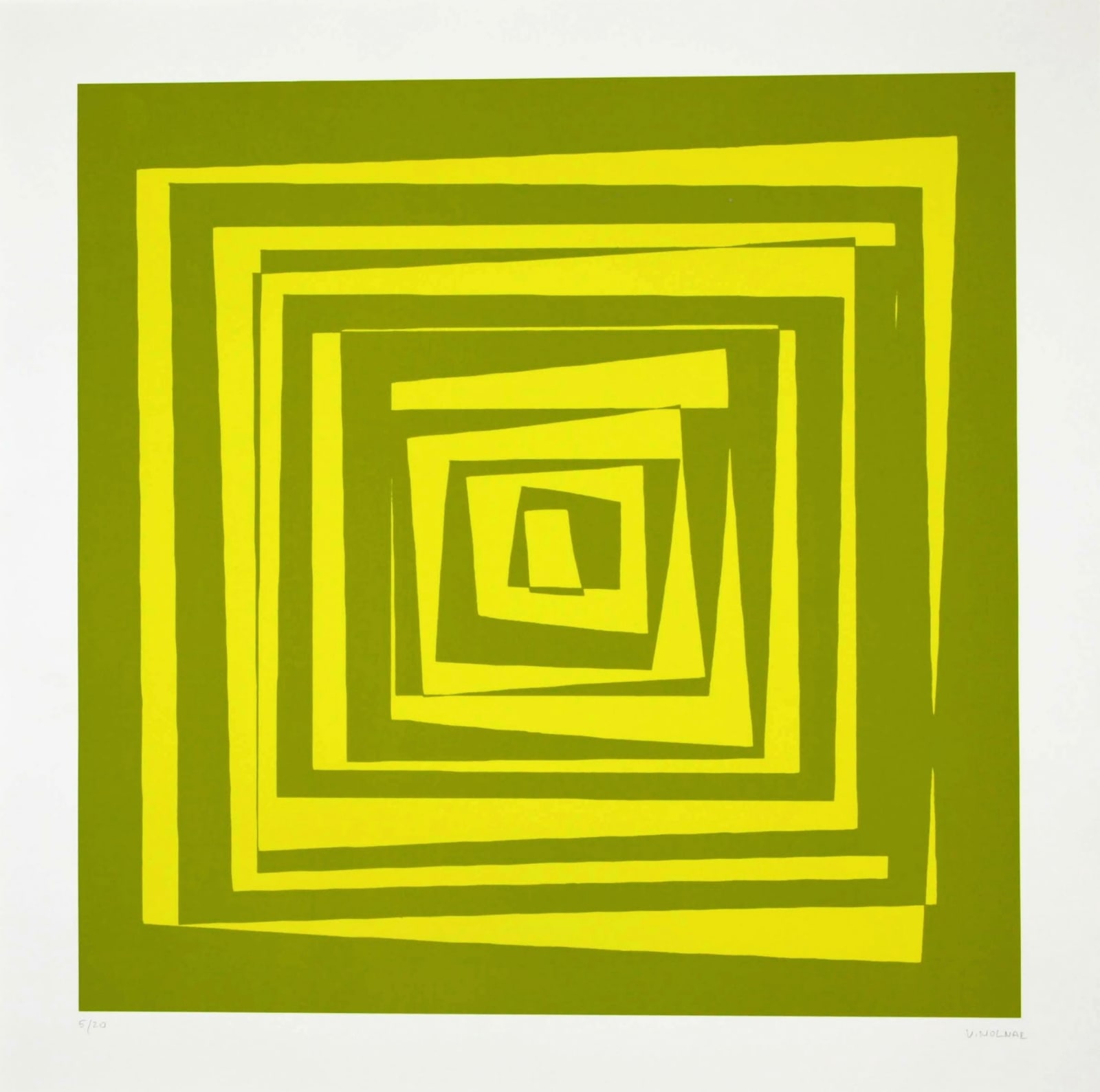 Vera MOLNAR, Transformations (jaune), 1975