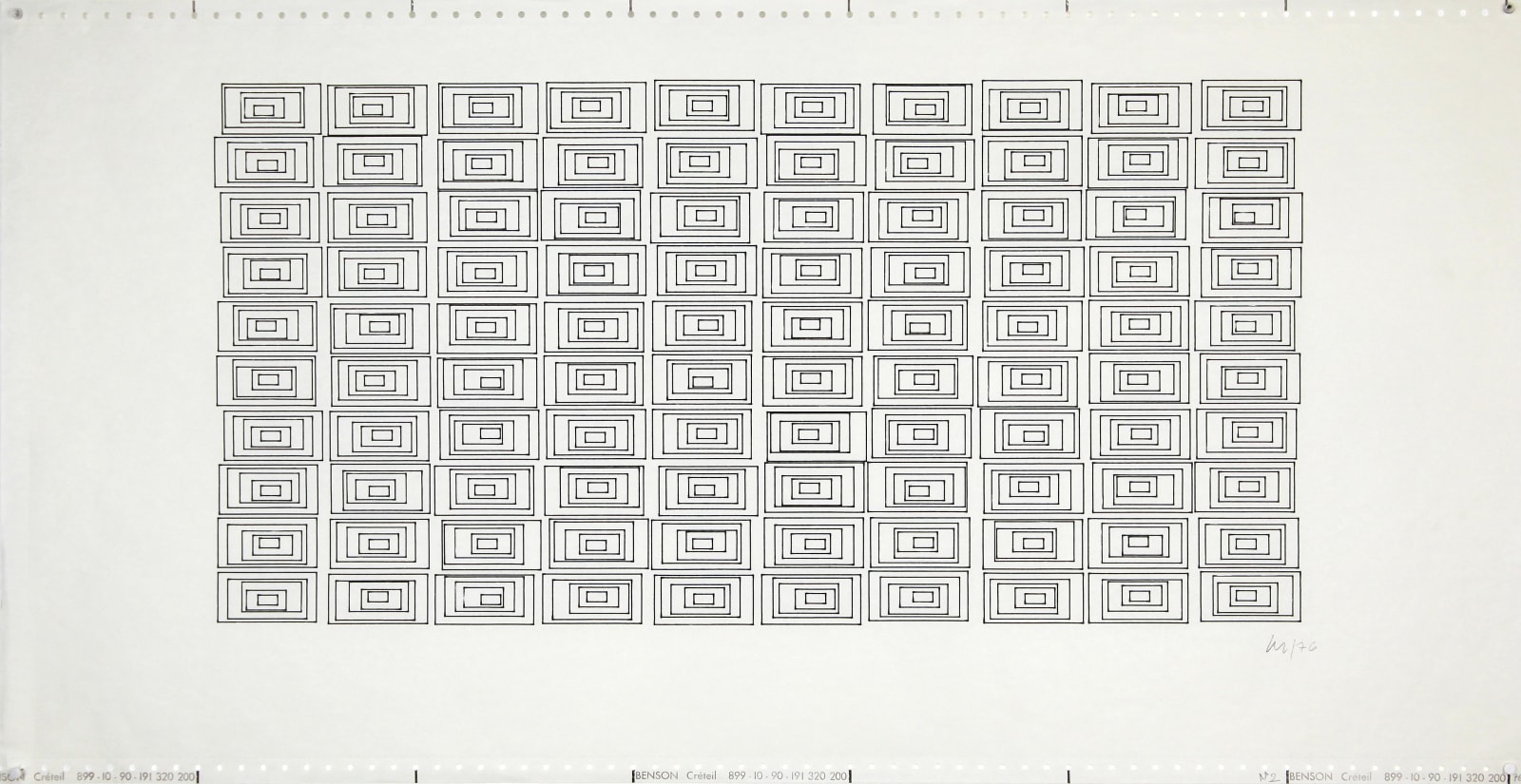 Vera MOLNAR, Parcours 10x10 cinq rectangles (Ref-1), 1976