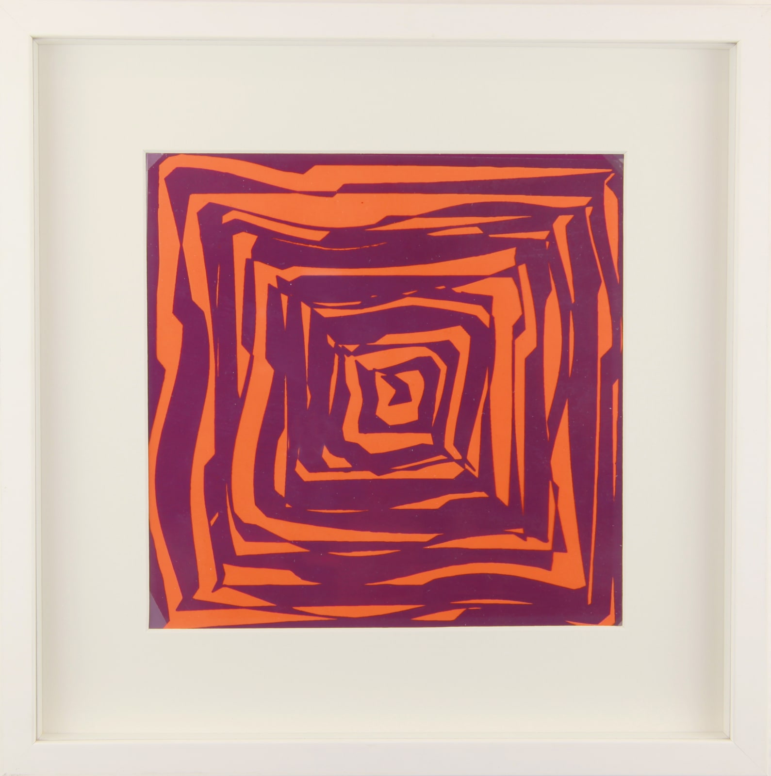 Vera MOLNAR, Hypertransformation de 20 carrés concentriques (violet / orange), 1974