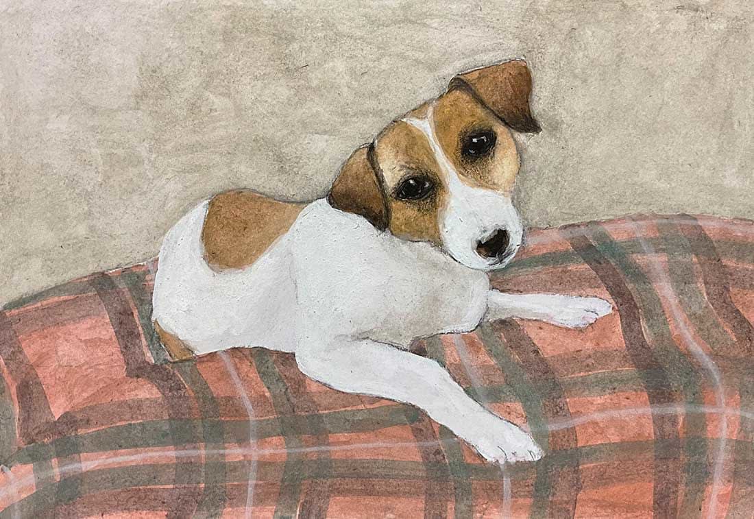 Gertie Young RWS, Terrier on Tartan (3)