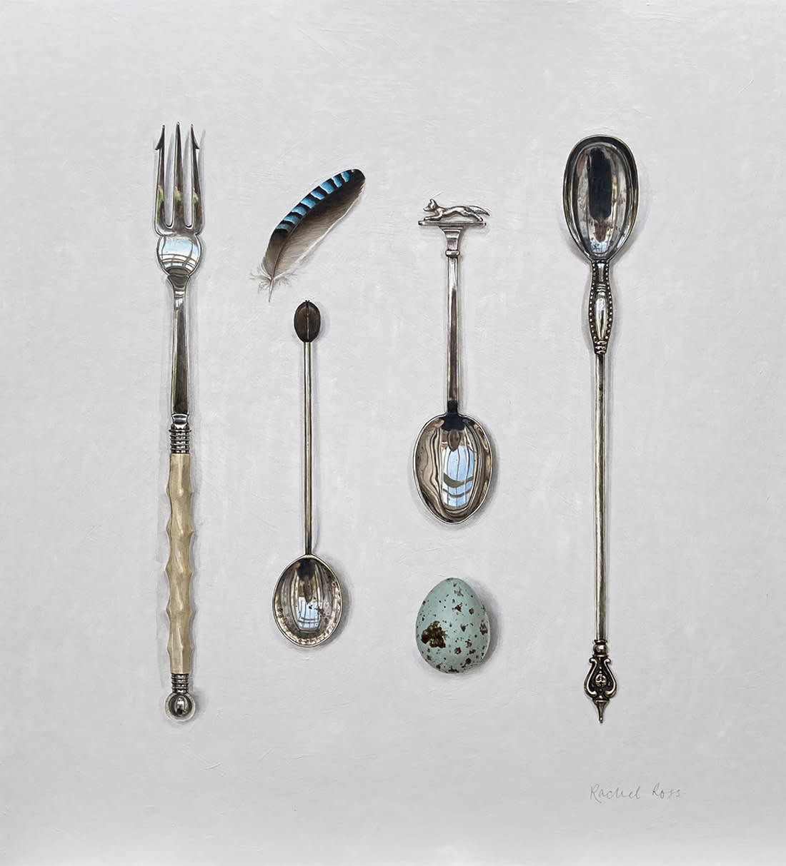 Rachel Ross, Silverware with Running Fox and Feather