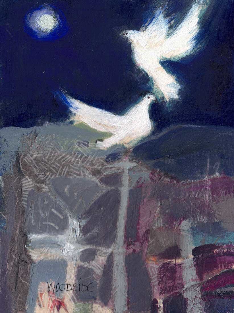 Christine Woodside RSW RGI, Moon and Doves (58)