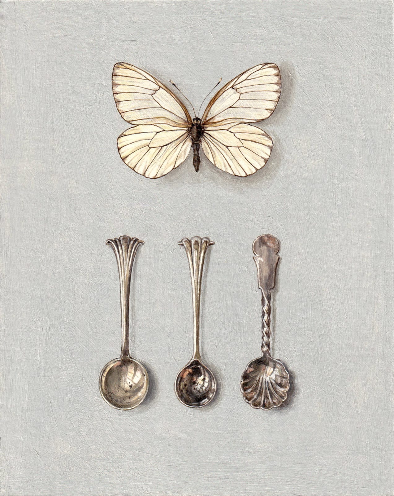Rachel Ross, White Butterfly with Three Salt Spoons