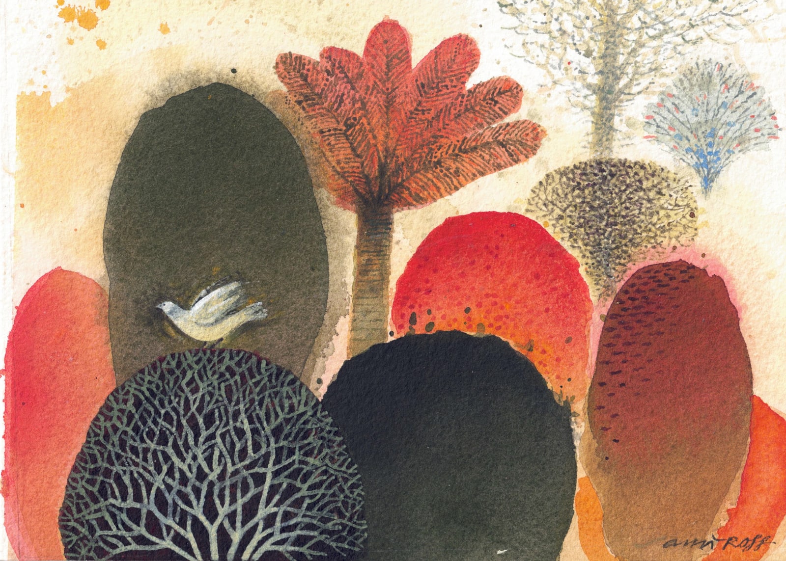 Ann Ross RSW, Shrubbery, dove (171)