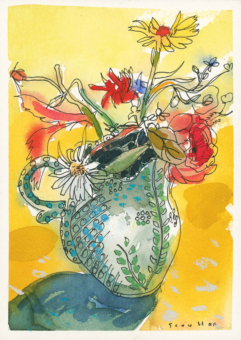Glen Scouller RSW RGI, Garden Flowers in a Decorative Jug (285)