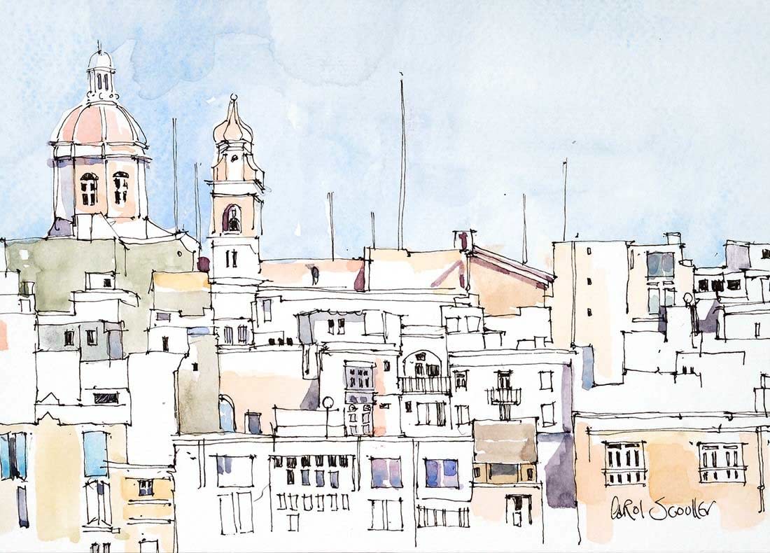 Carol Scouller RSW, Old Buildings, Birgu, Malta (266)