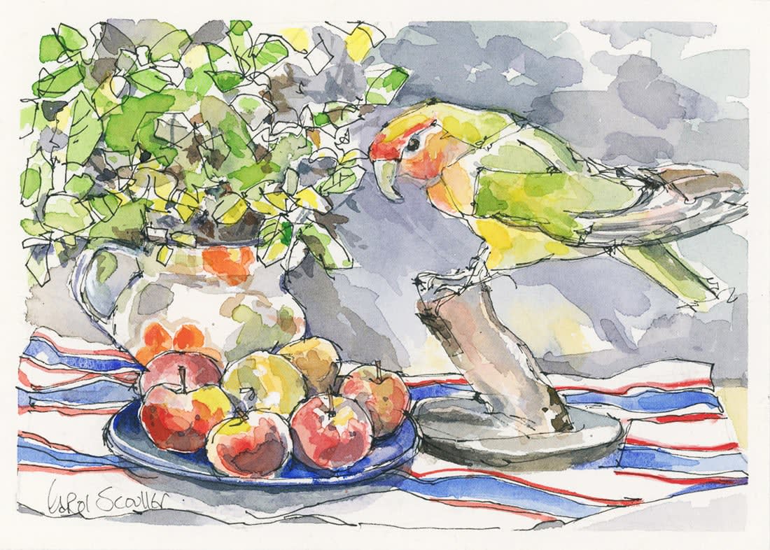 Carol Scouller RSW, Still Life with Lovebird (289)