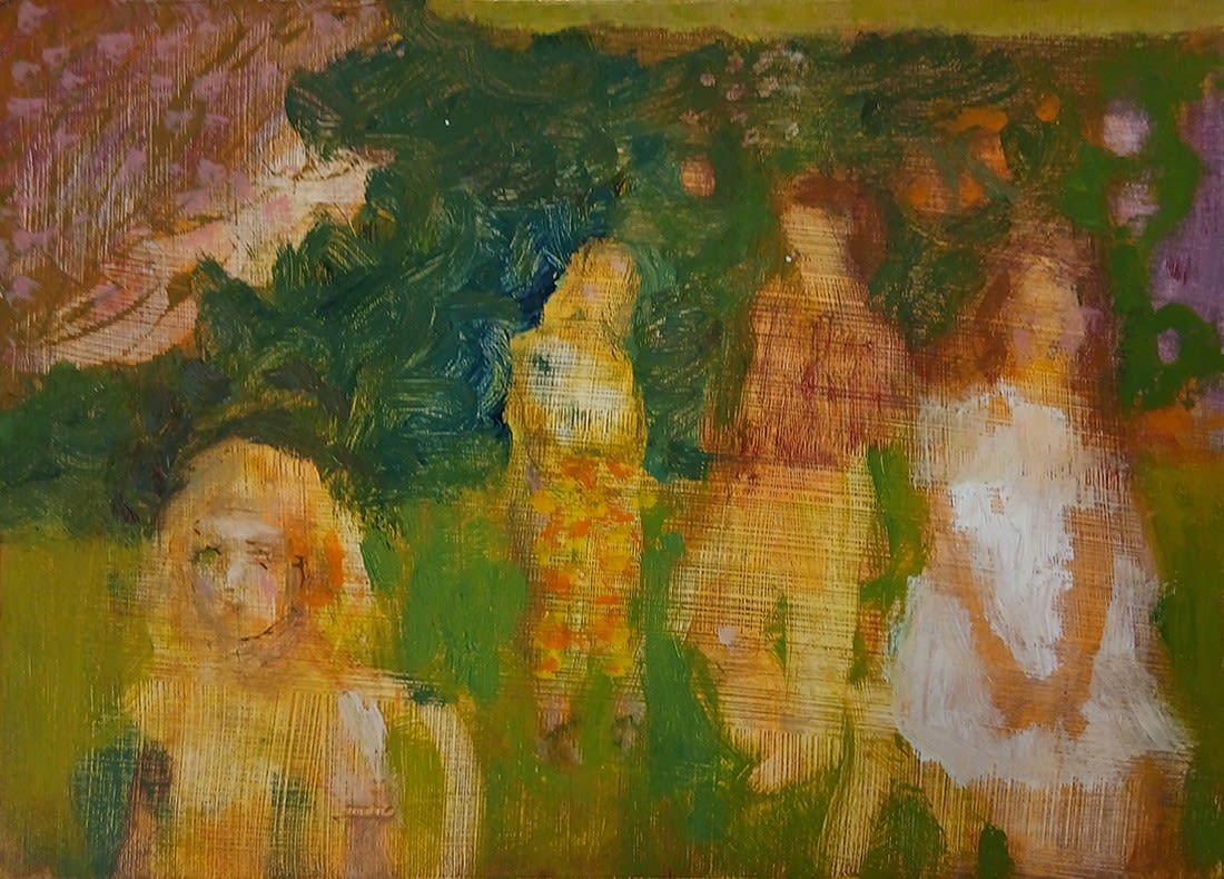 Olivia Irvine, Four Figures with Hedge (156)