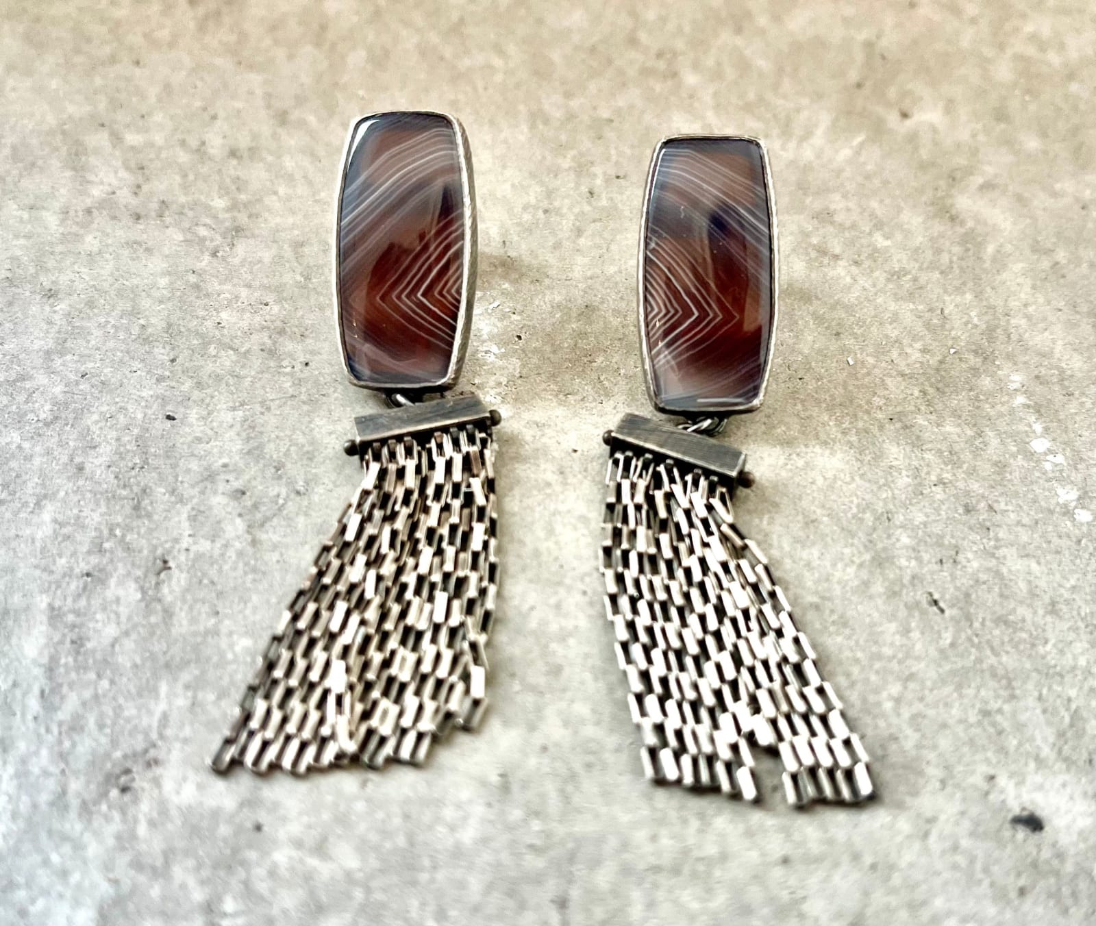 Heather Guidero, OOAK bezel set Lace Agate fringe