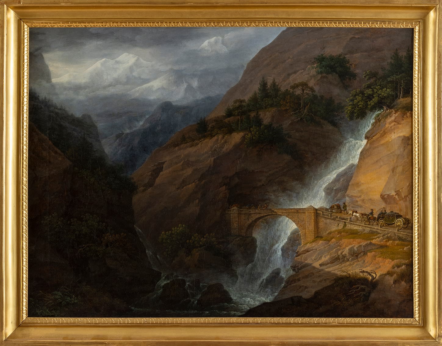Franz Jaschke, La strada del passo del Sempione presso la galleria di Gondo , 1819