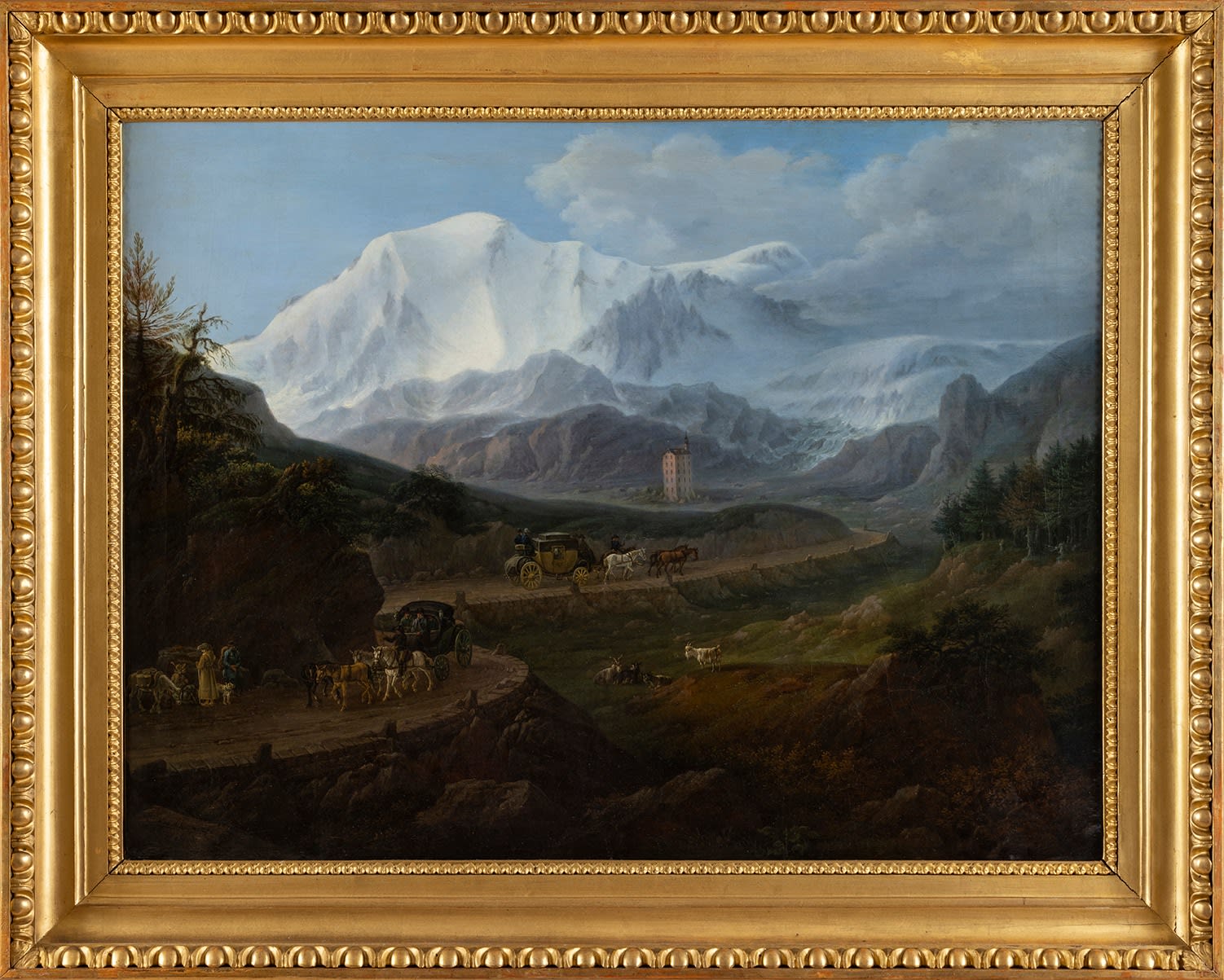Franz Jaschke, La strada del passo del Sempione con il Fletschhoorn sullo sfondo, 1819