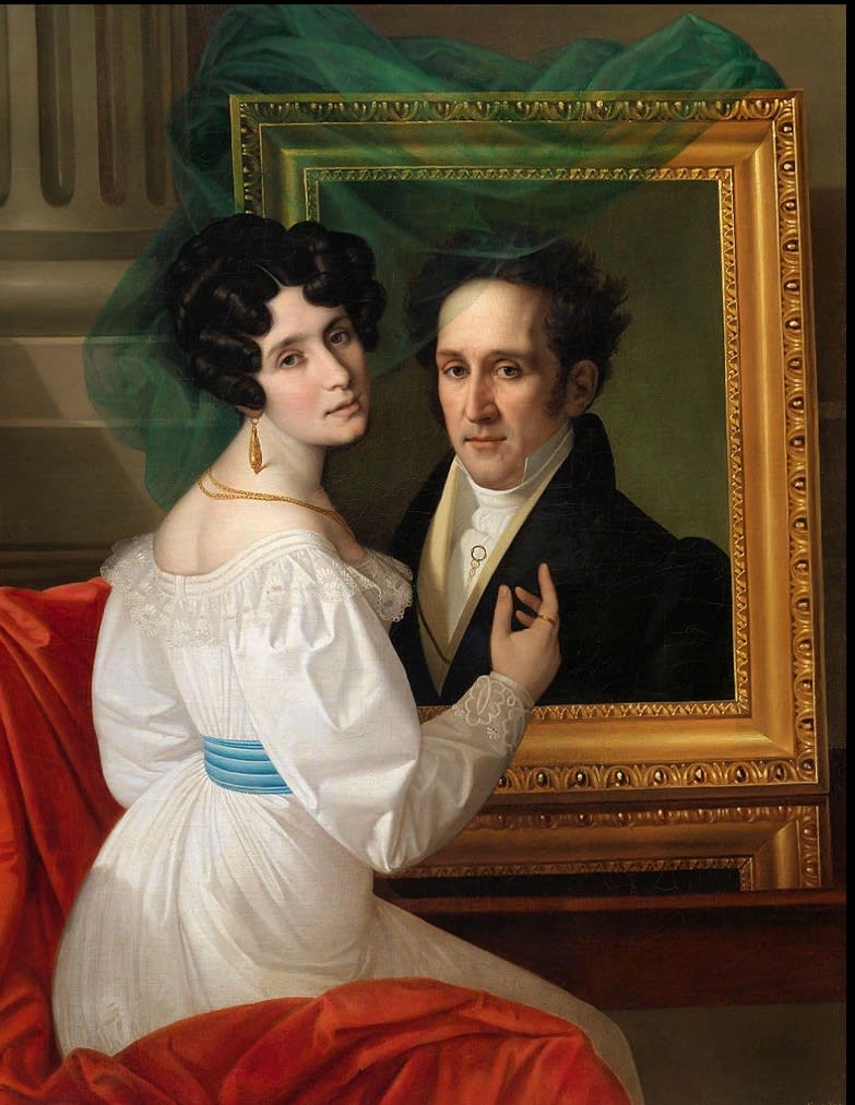 Artista di area mitteleuropea, Autoritratto con ritratto femminile, 1830-1840