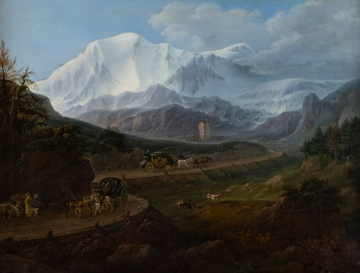 Franz Jaschke, La strada del passo del Sempione con il Fletschhoorn sullo sfondo, 1819