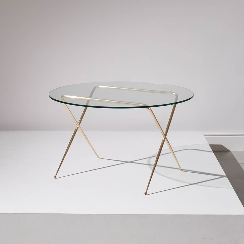Brass & Glass Low Table by Angelo Lelii