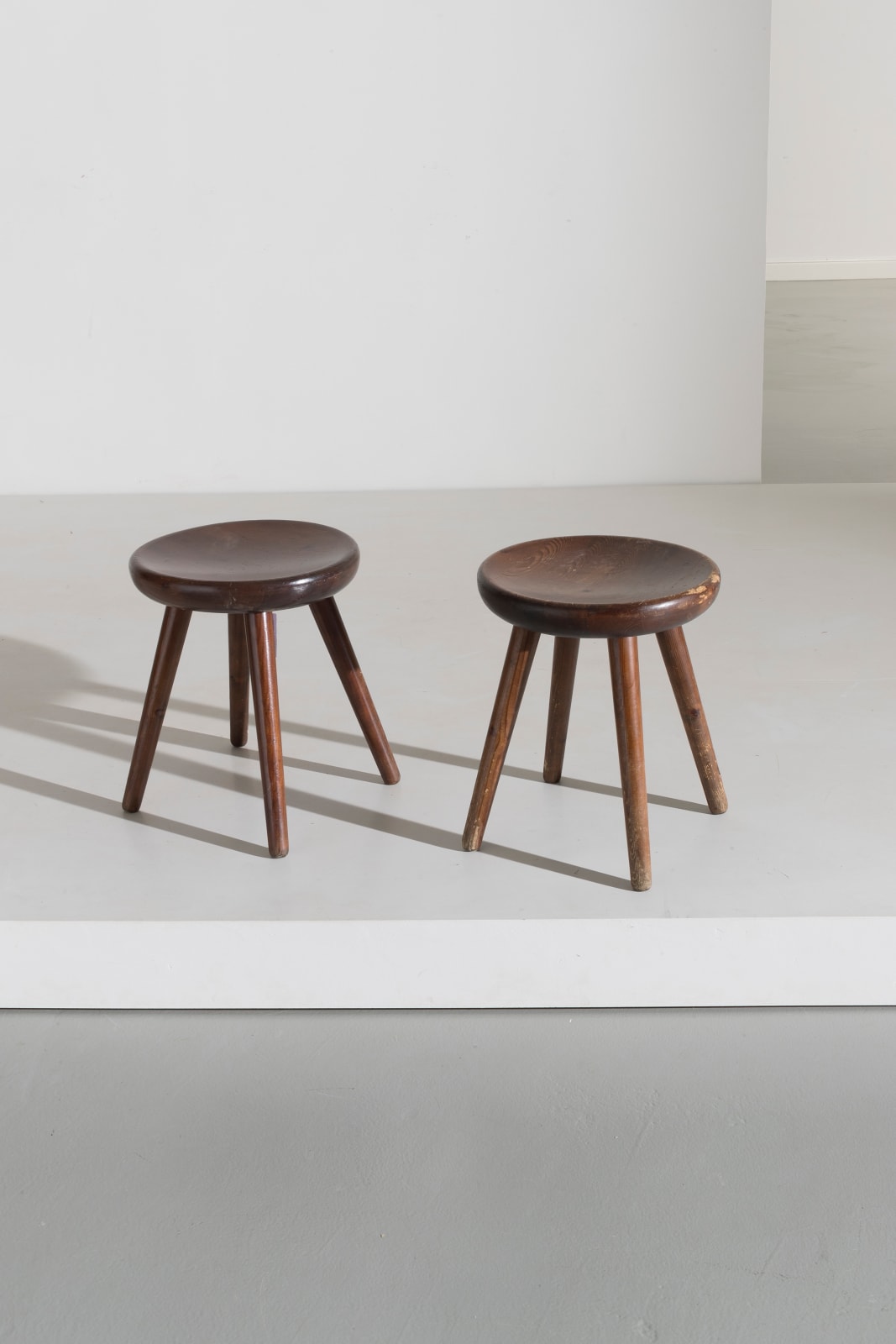 Charlotte Perriand, Pair of Four Legged Stools atrrib. to Charlotte Perriand for Les Arcs